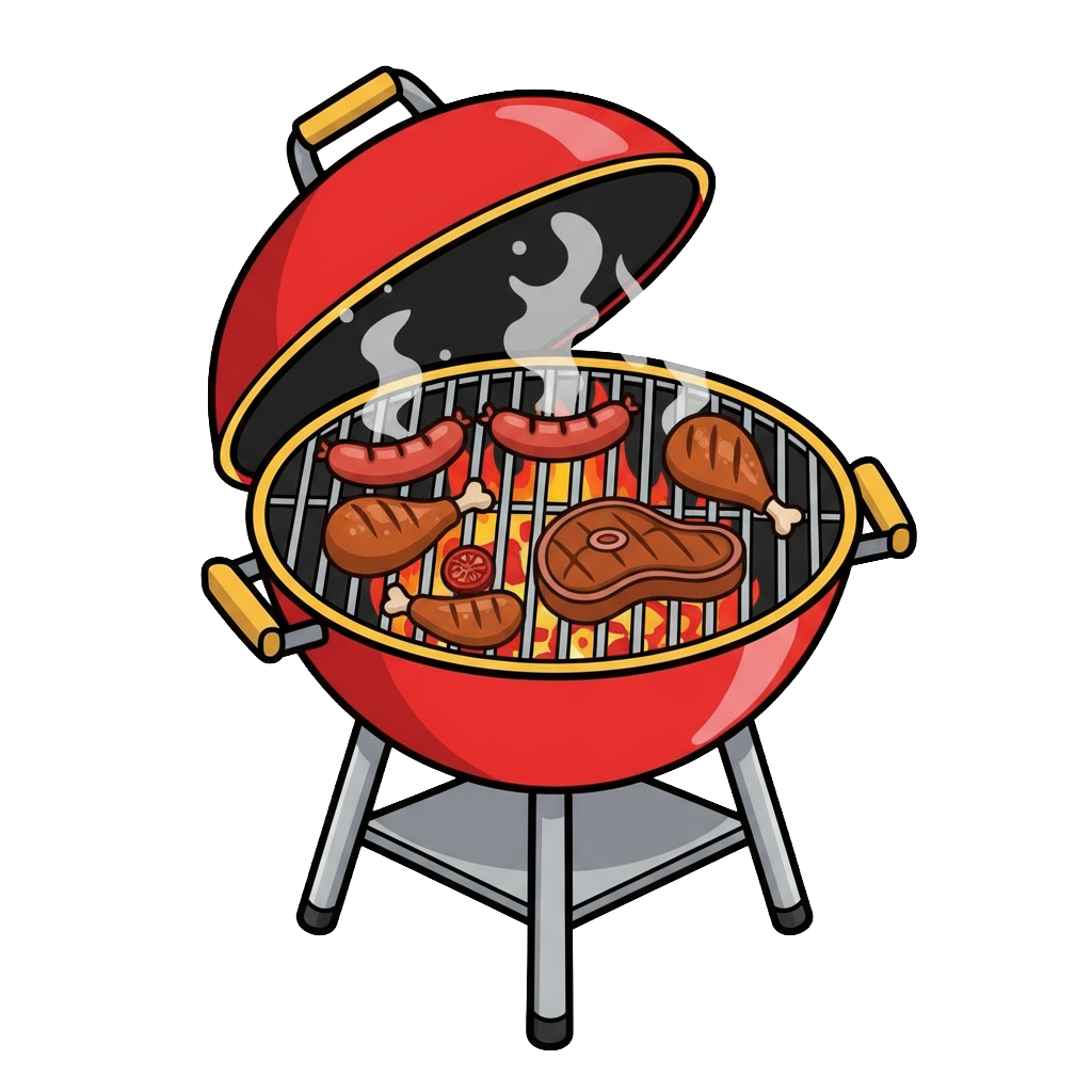Ilustración de asador con carne